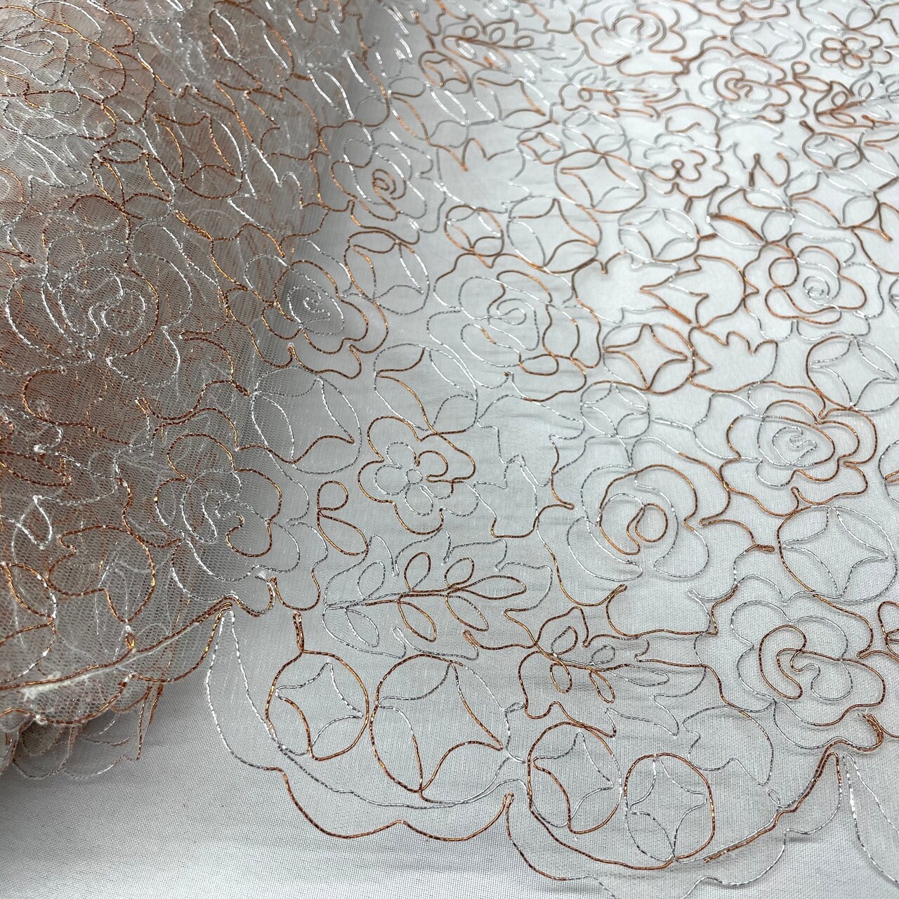 1 Yard Corded Bridal Lace Fabric Embroidered Polyester Net Mesh 53 Inch Width